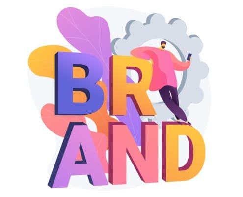 Brand name abstract concept vector illustration.